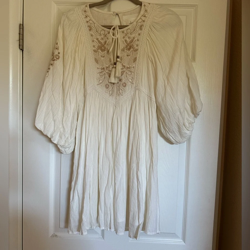 Anthropologie Viveka Embroidered Lace Mini Dress Cottagecore - Picture 6 of 12